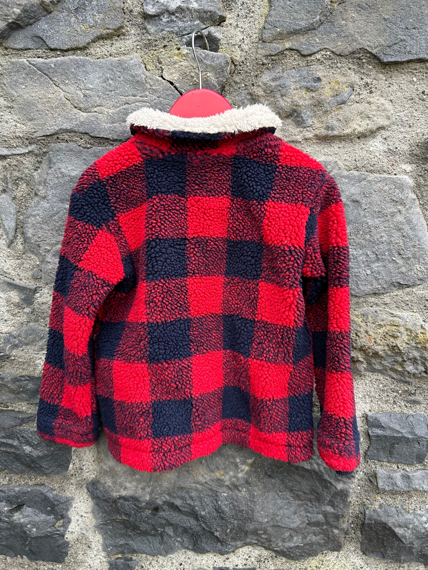 Red check fleece jacket   3-4y (98-104cm)