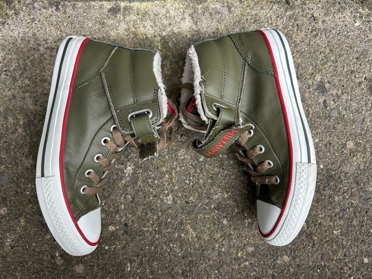 Khaki lined hi tops converse  uk 2.5 (eu 35)