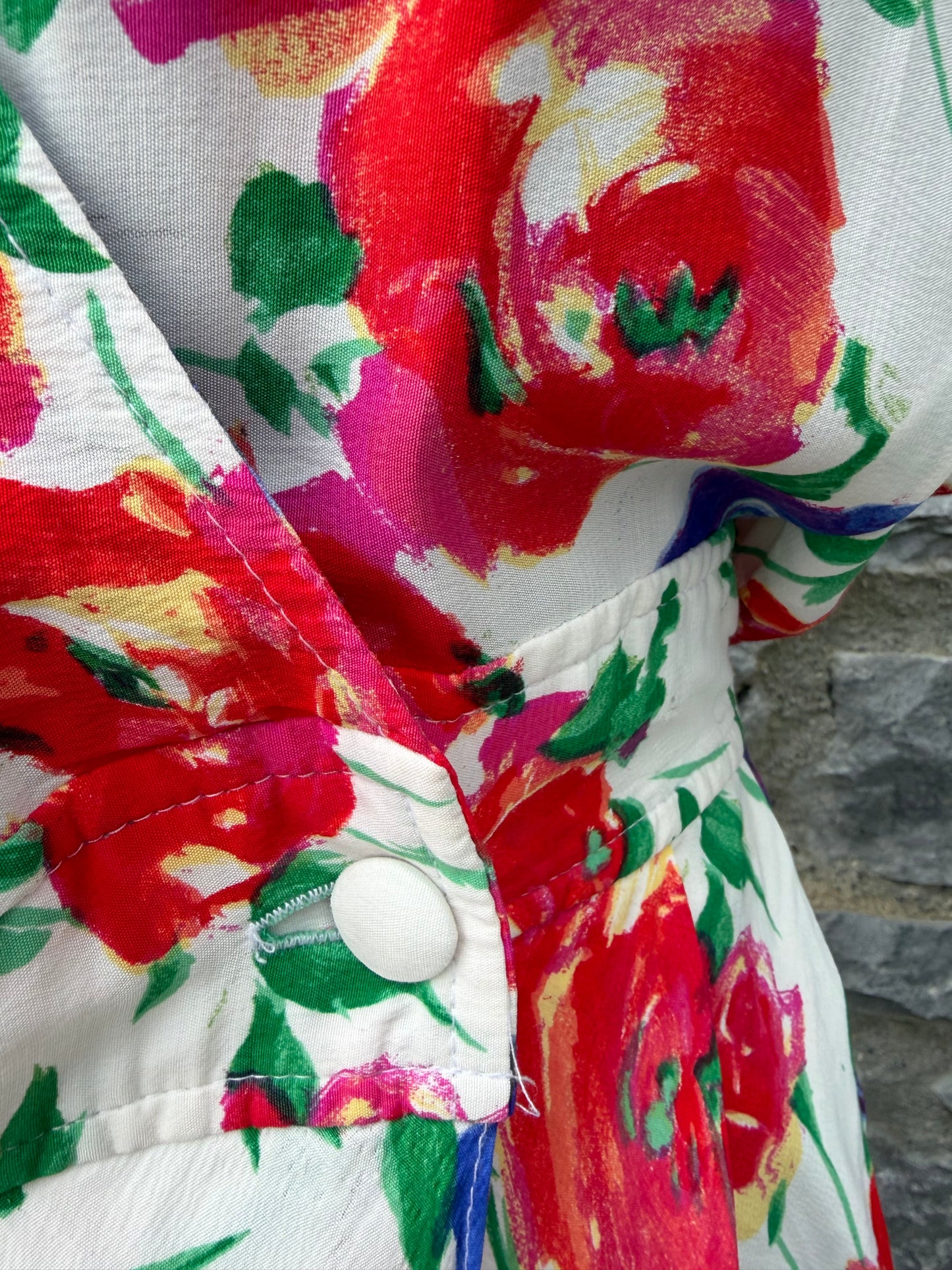 80s red flowers wrap dress uk 8