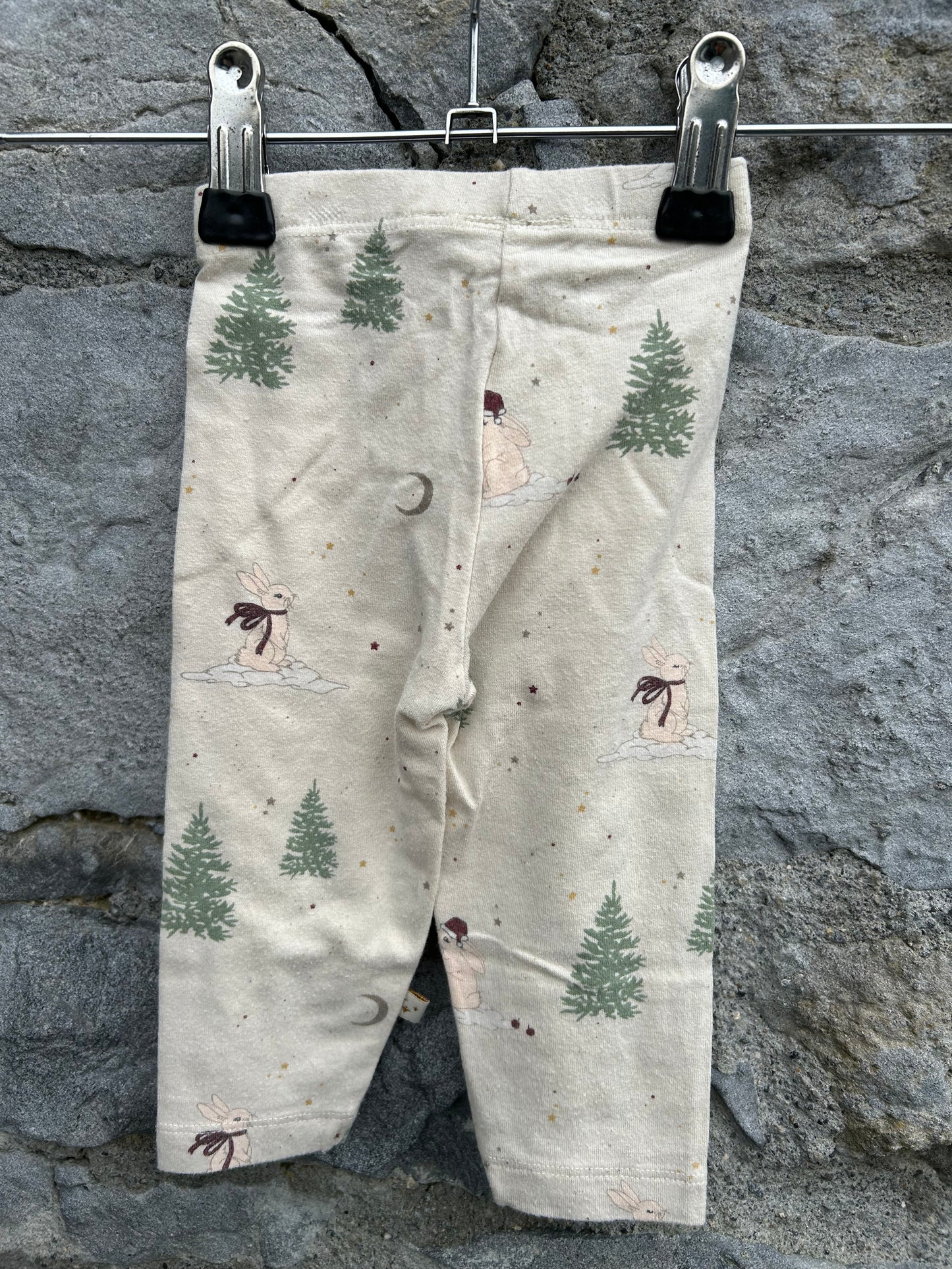 Christmas bunnies beige leggings  0-3m (56-62cm)