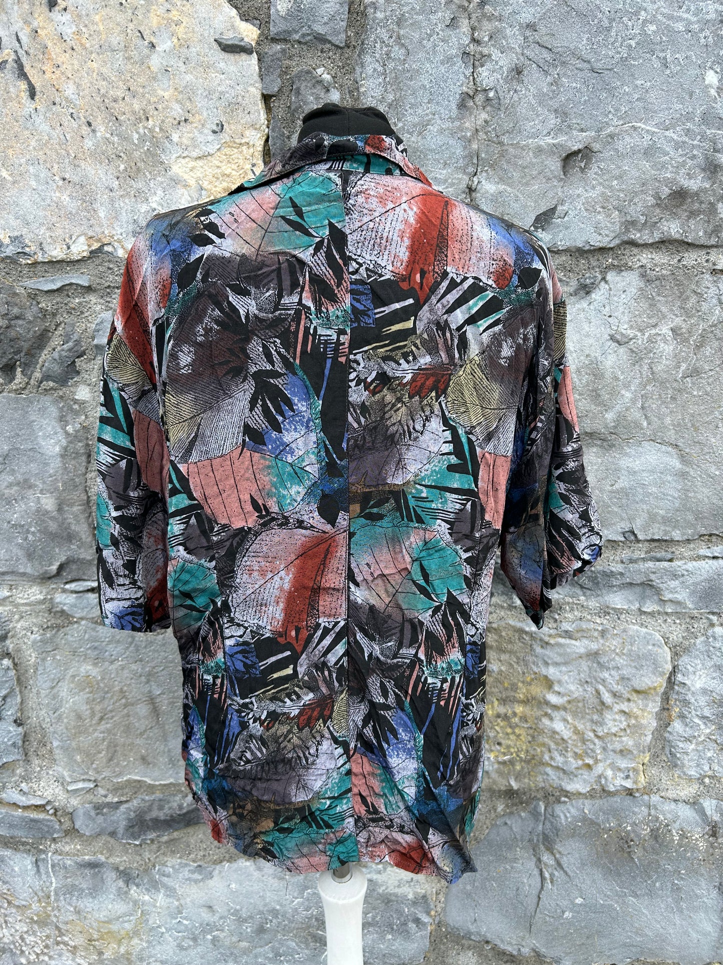 80s grey&rusty leaves shirt uk 14