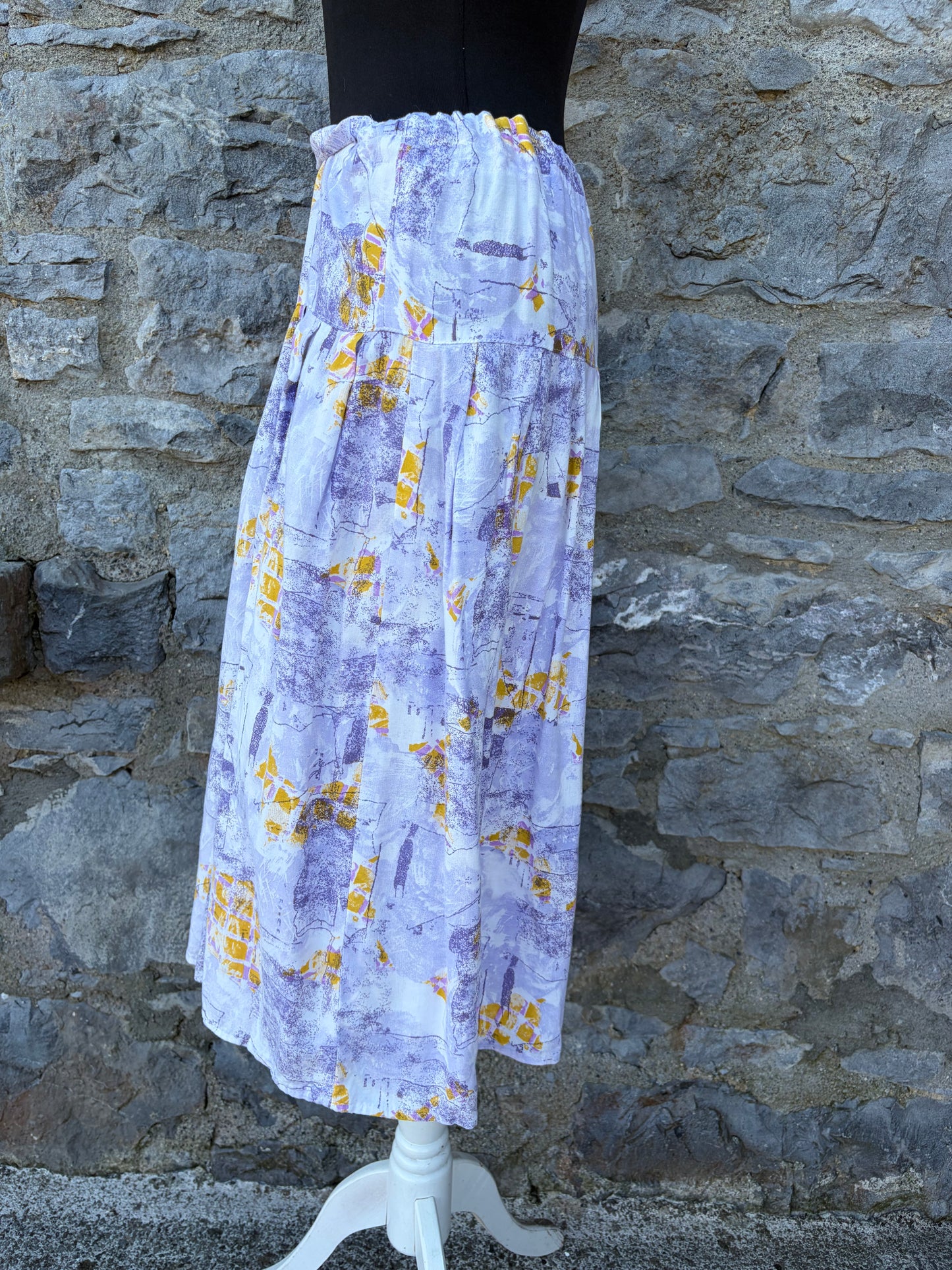 80s yellow&purple skirt uk 10-12