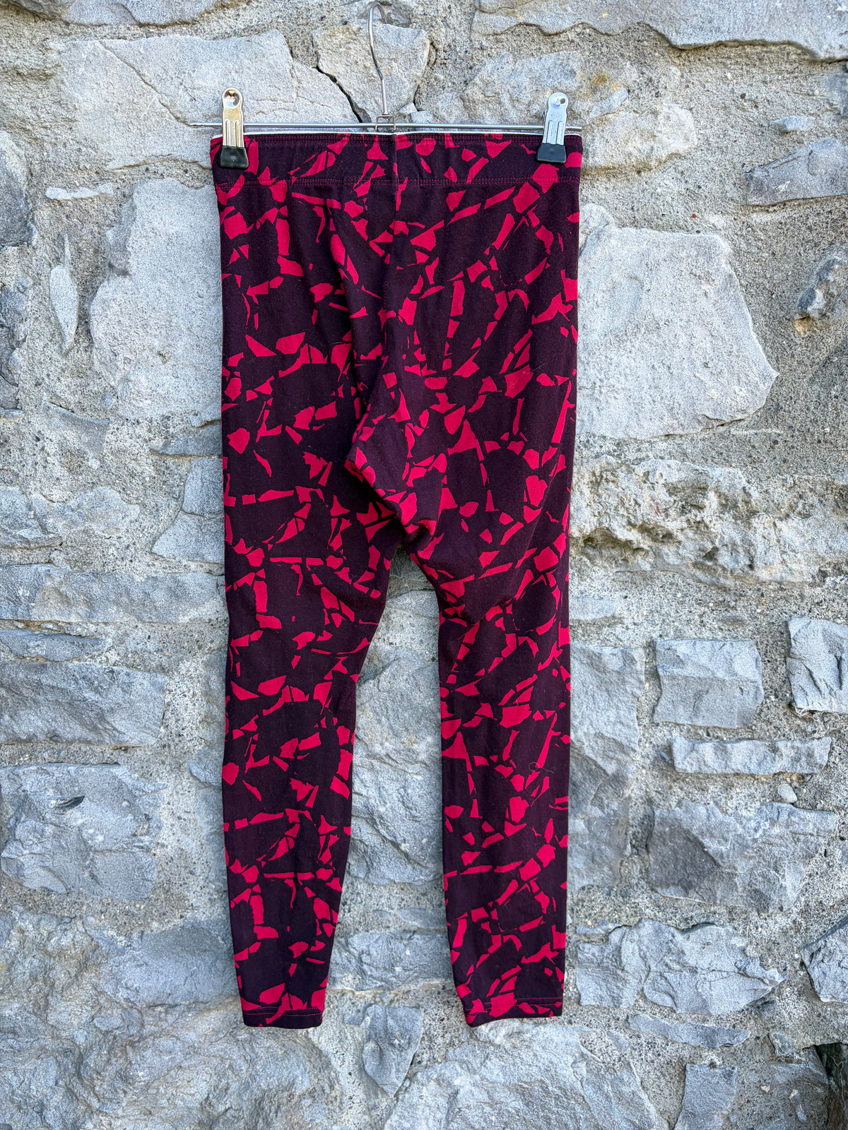 Pink&maroon abstract cropped leggings  12-13y (152-158cm)