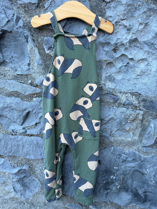 Pandas Green dungarees  12-18m (80-86cm)