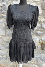 Load image into Gallery viewer, 80s black dress uk 6-8
