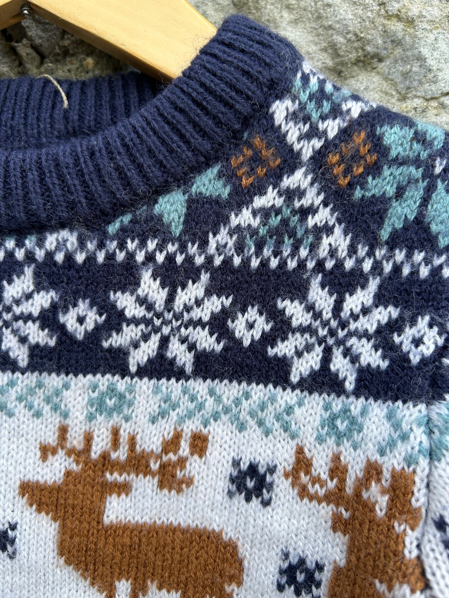 Navy Fair Isle reindeer Jumper  2-3y (92-98cm)