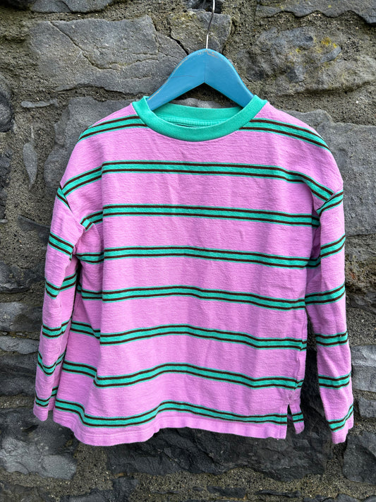 Pink&green stripy top 9y (134cm)