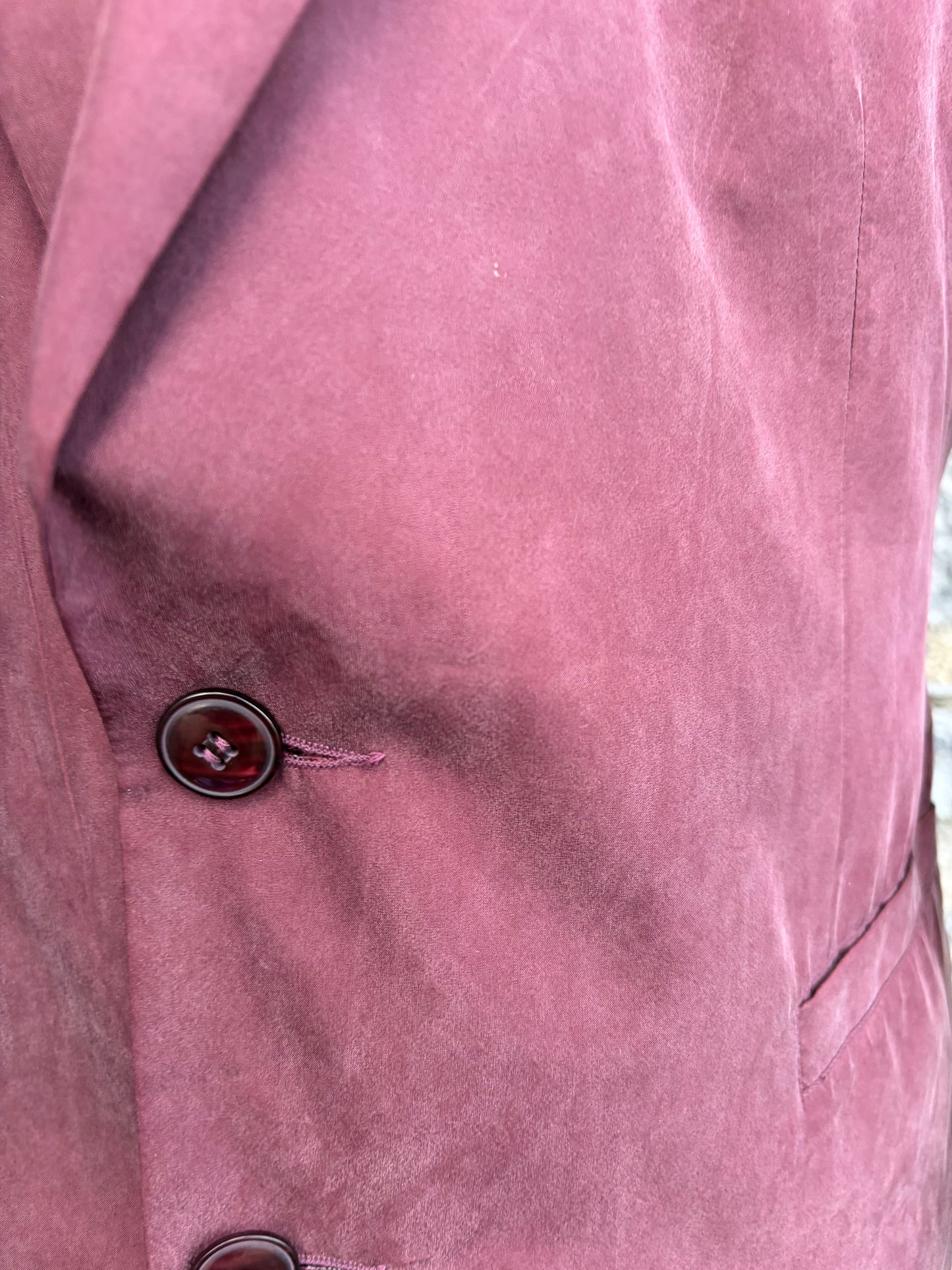 80s maroon silk suit jacket XL