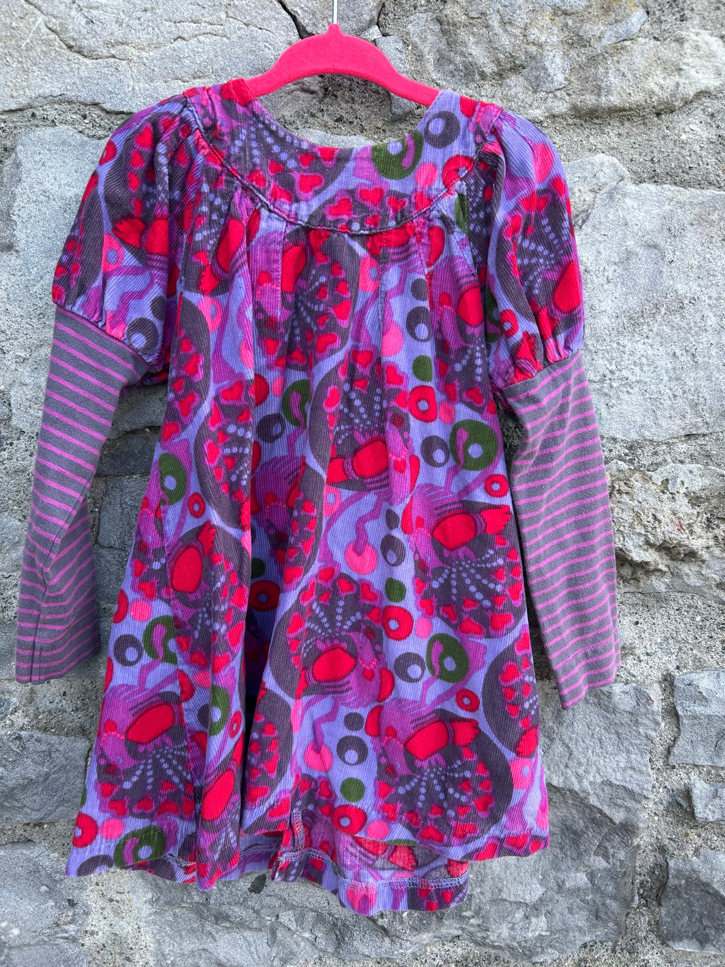 Purple floral cord dress   2-3y (92-98cm)