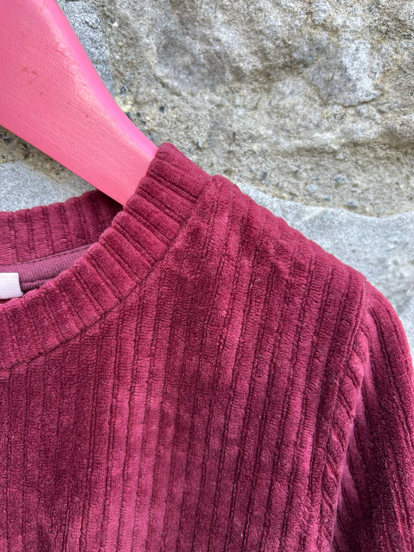 Maroon ribbed velour dress  7-8y (122-128cm)