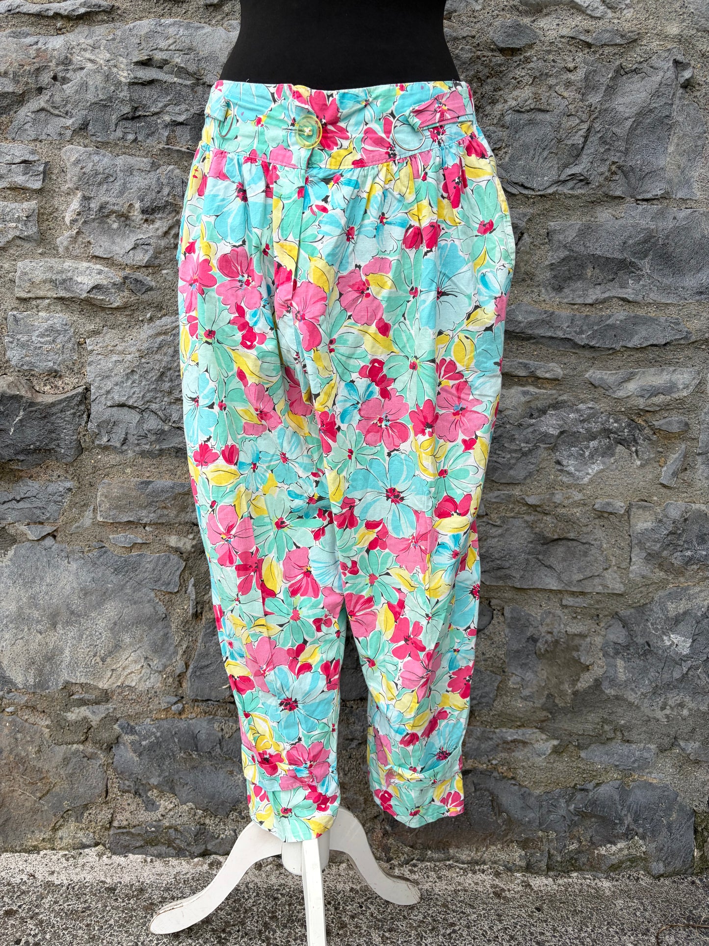 80s colourful flowers pants&shirt uk 12