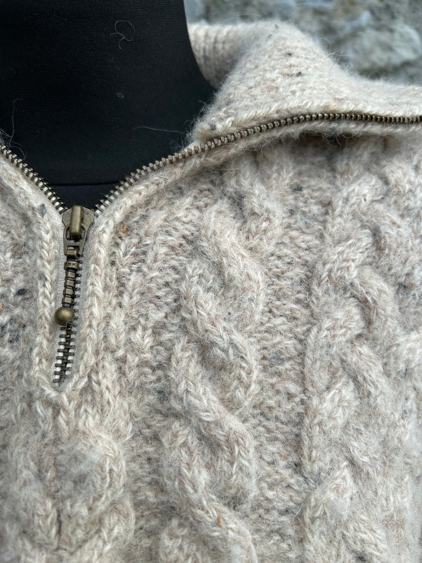 Beige Aran style jumper uk 14