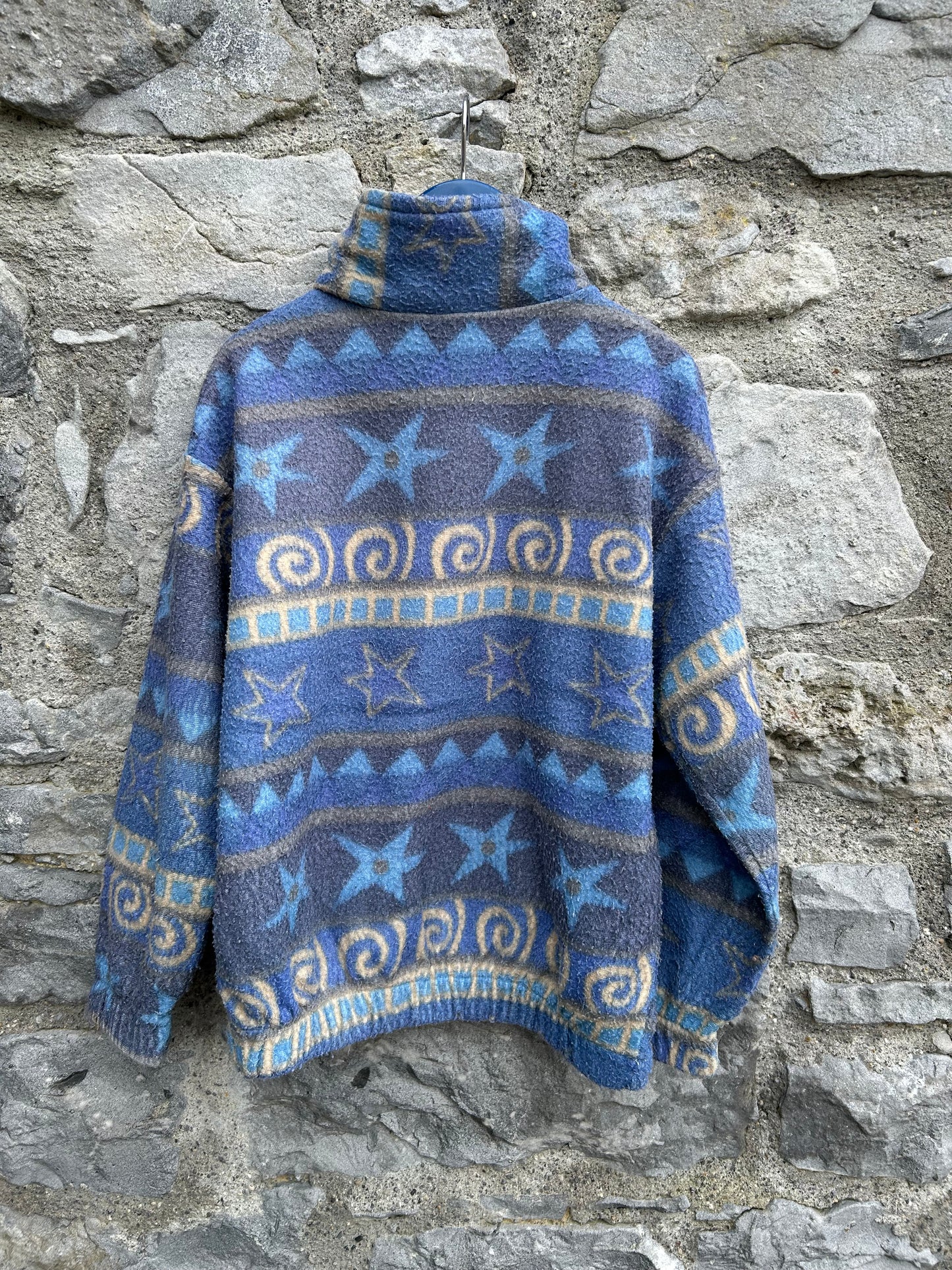 80s Grey&blue geometric fleece  6-7y (116-122cm)