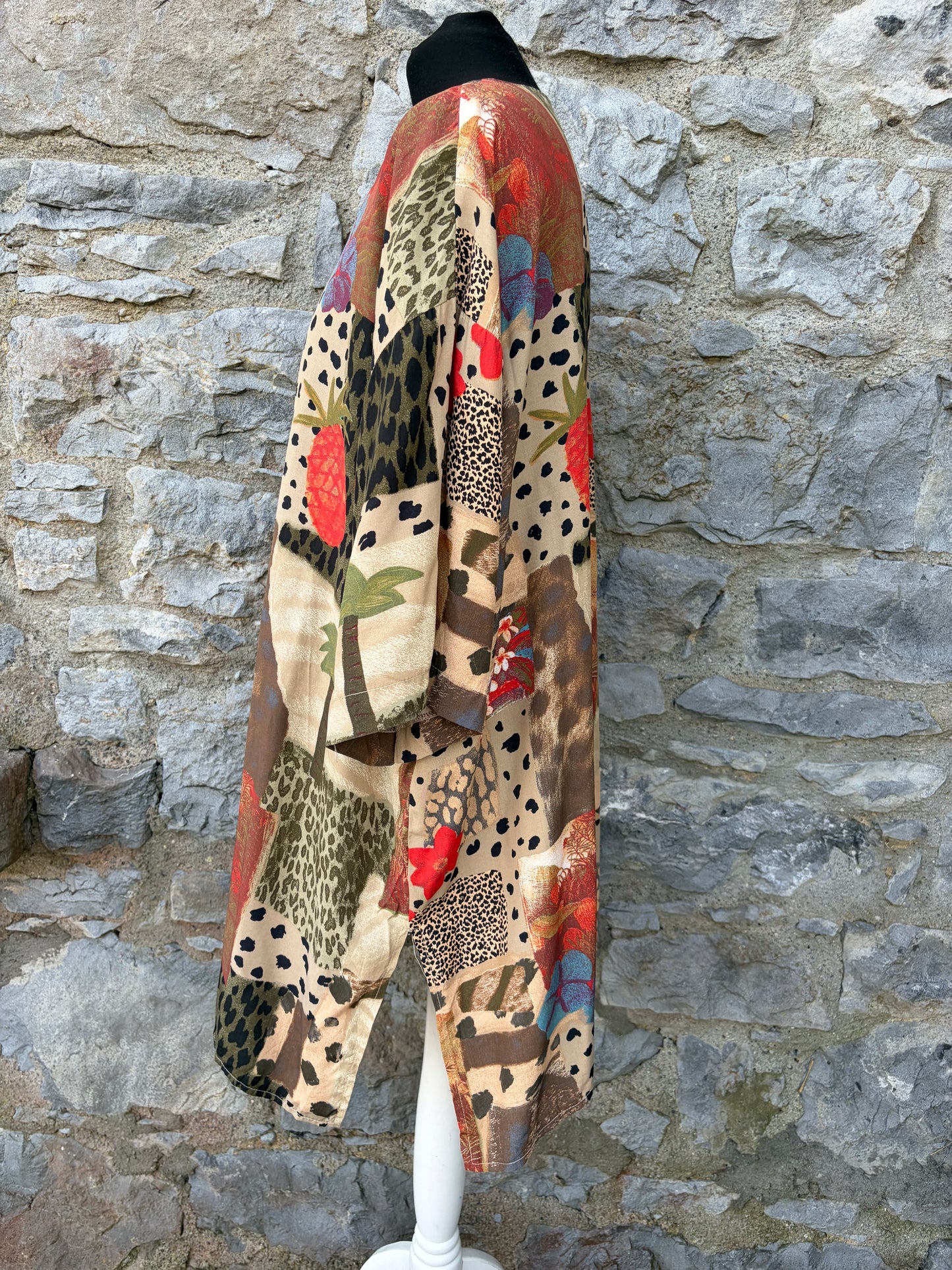 80s brown patchwork shirt uk 18-22