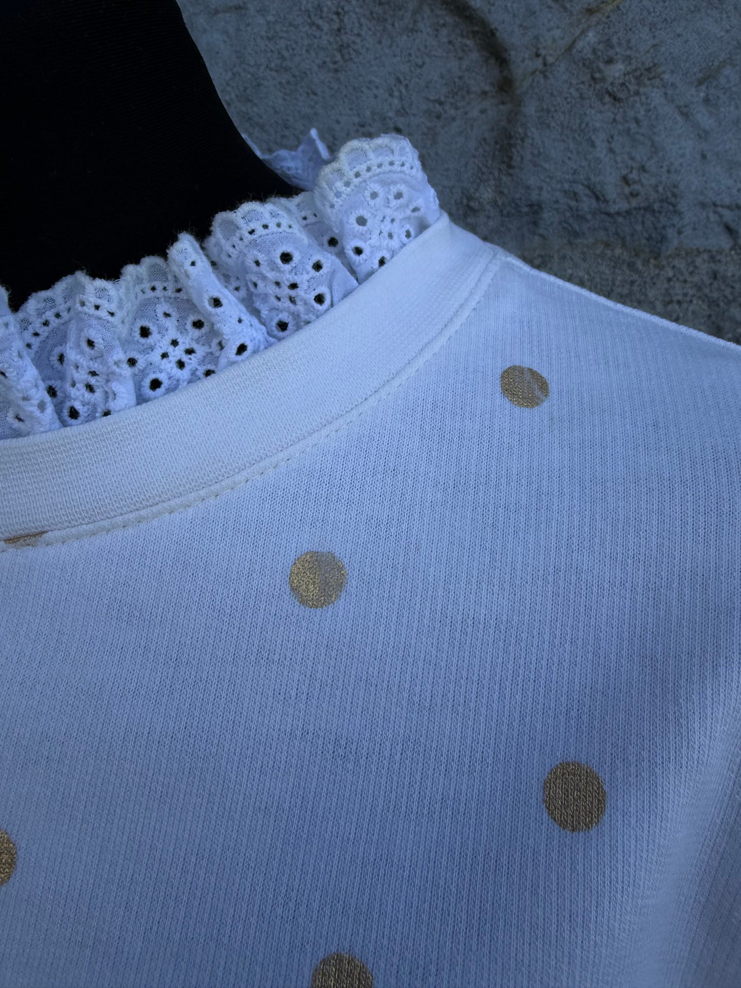 Polka dot white sweatshirt uk 10