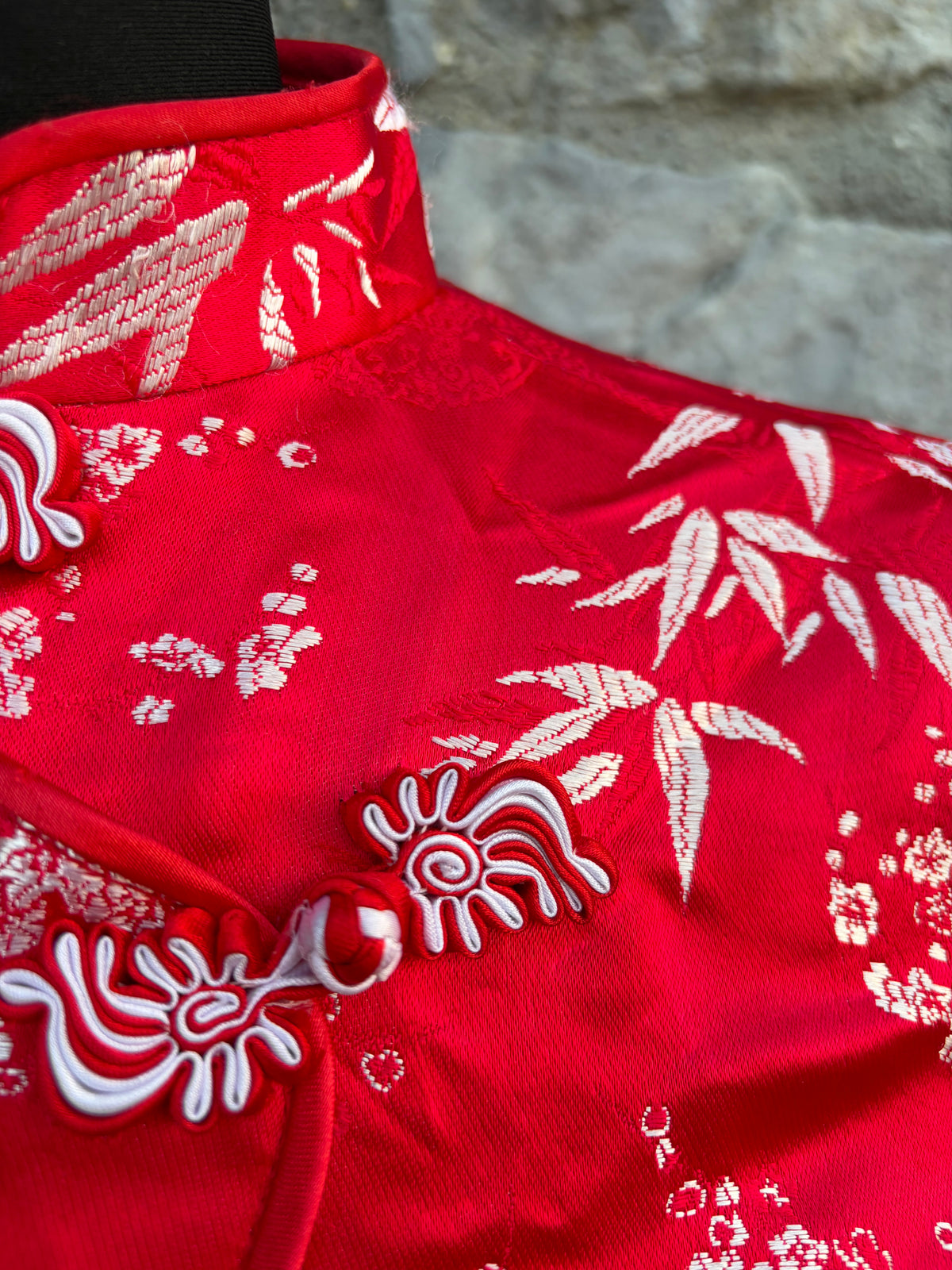 90s red oriental top&skirt uk 6
