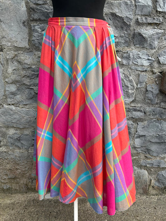 80s colourful check skirt uk 10