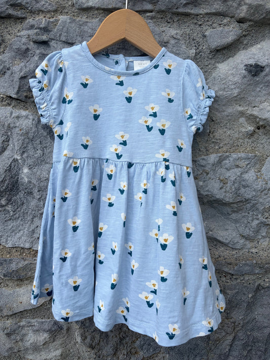 Floral blue dress 6-9m (68-74cm)