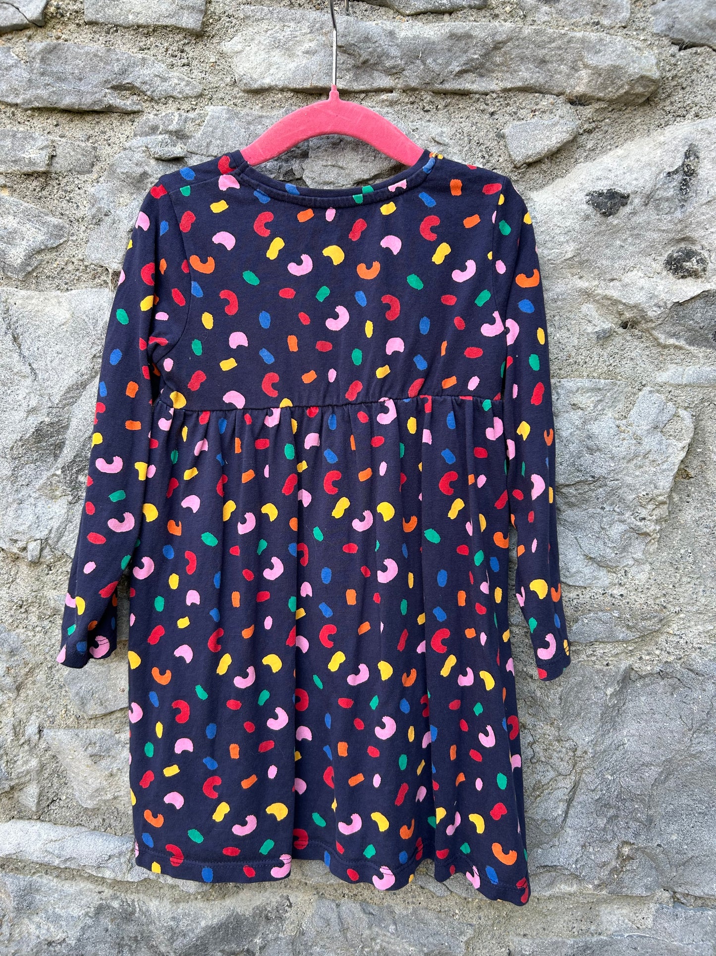Colourful pattern navy dress 3-4y (98-104cm)