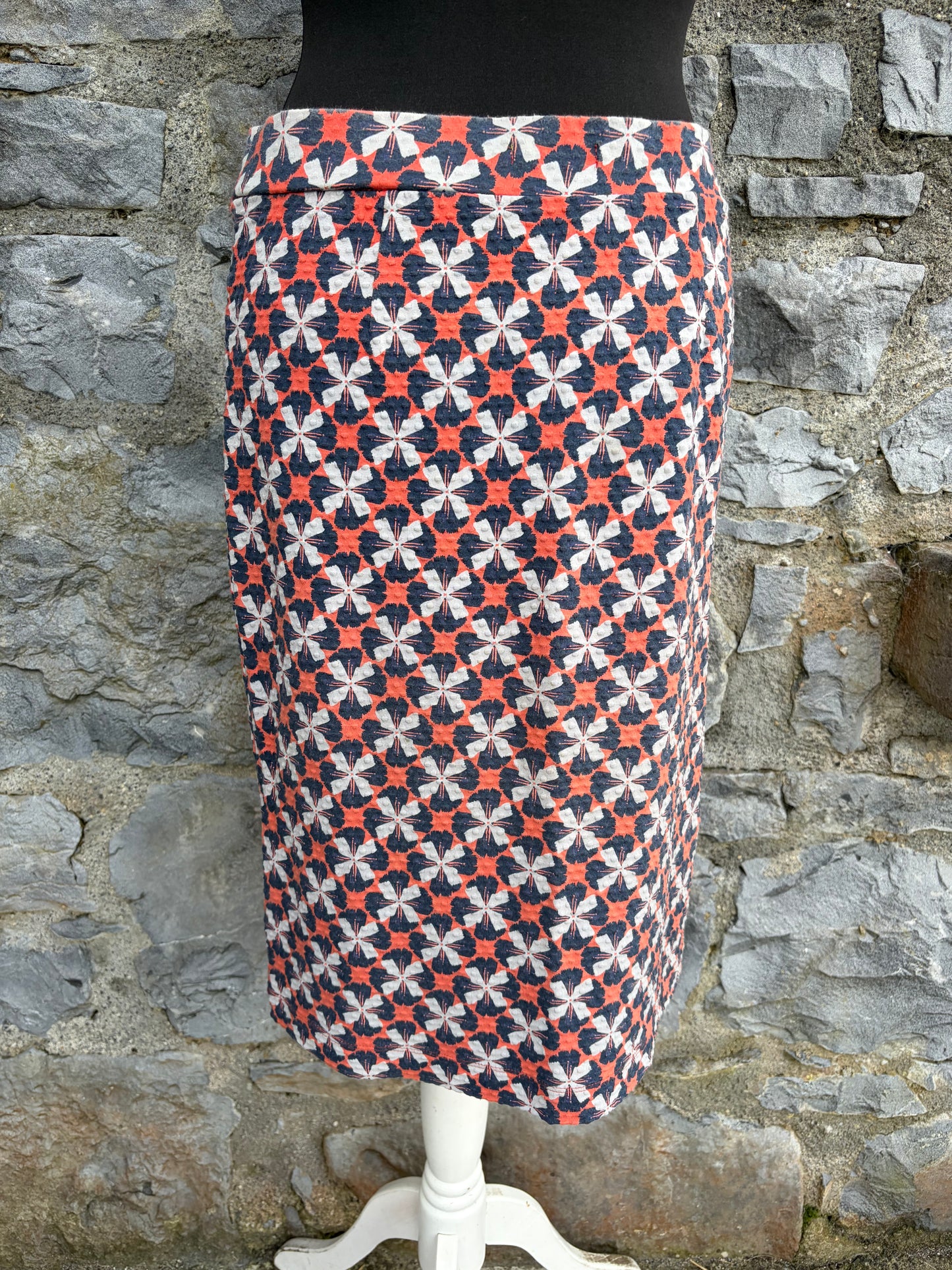 Orange&blue geometric floral skirt uk 10