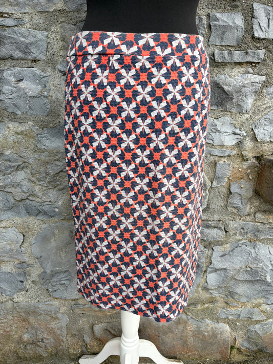 Orange&blue geometric floral skirt uk 10