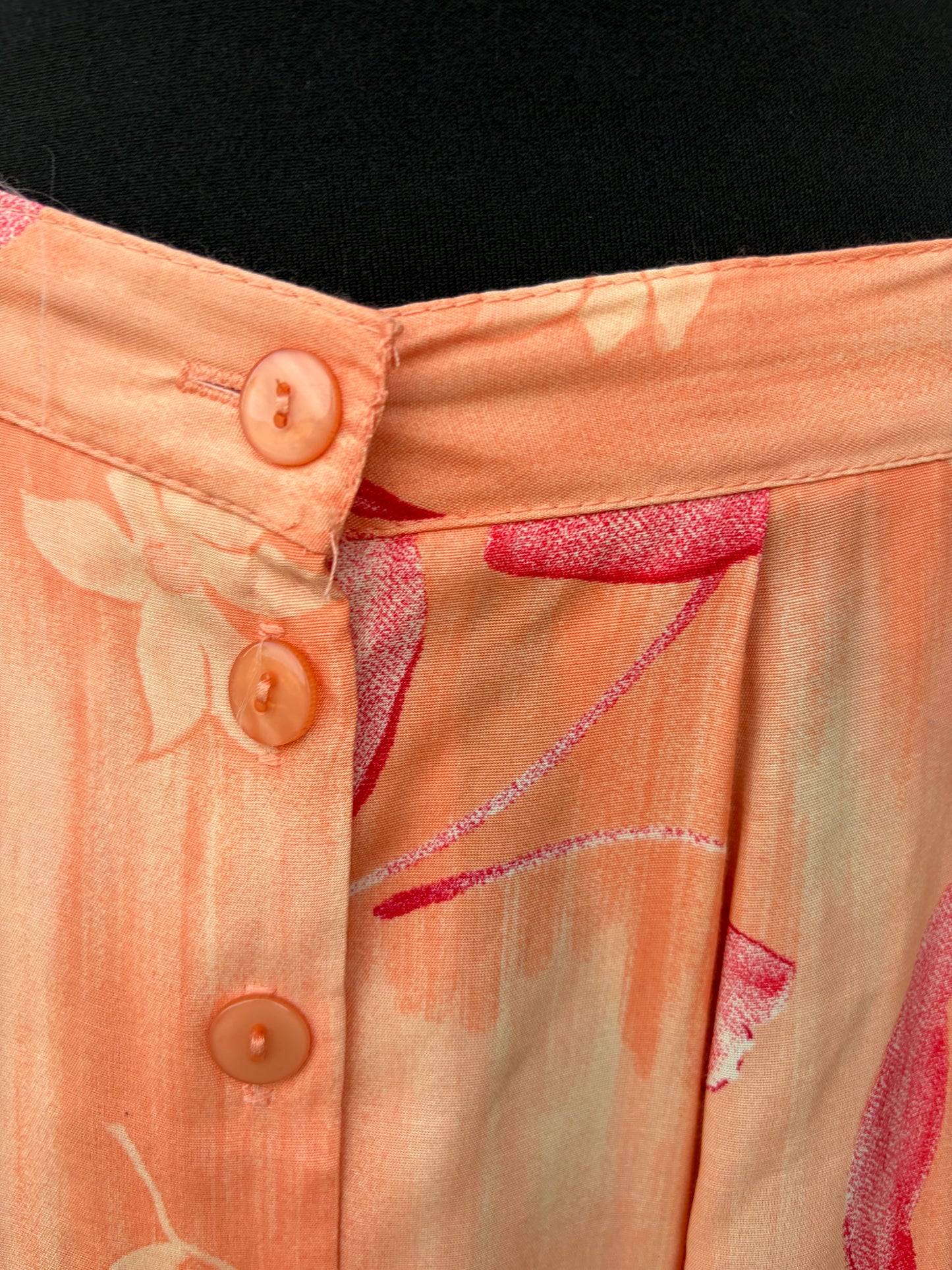 80s orange flowers skirt uk 12-14v