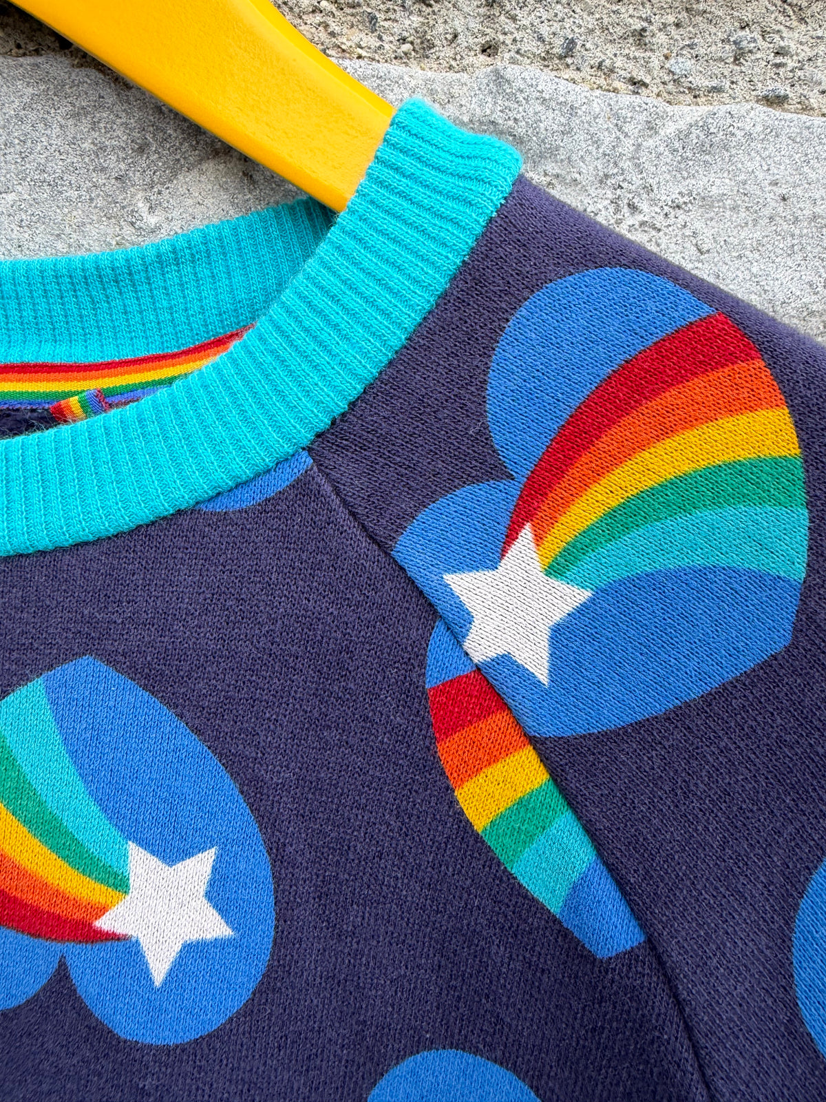 Rainbow hearts navy sweat dress 9-10y (134-140cm)