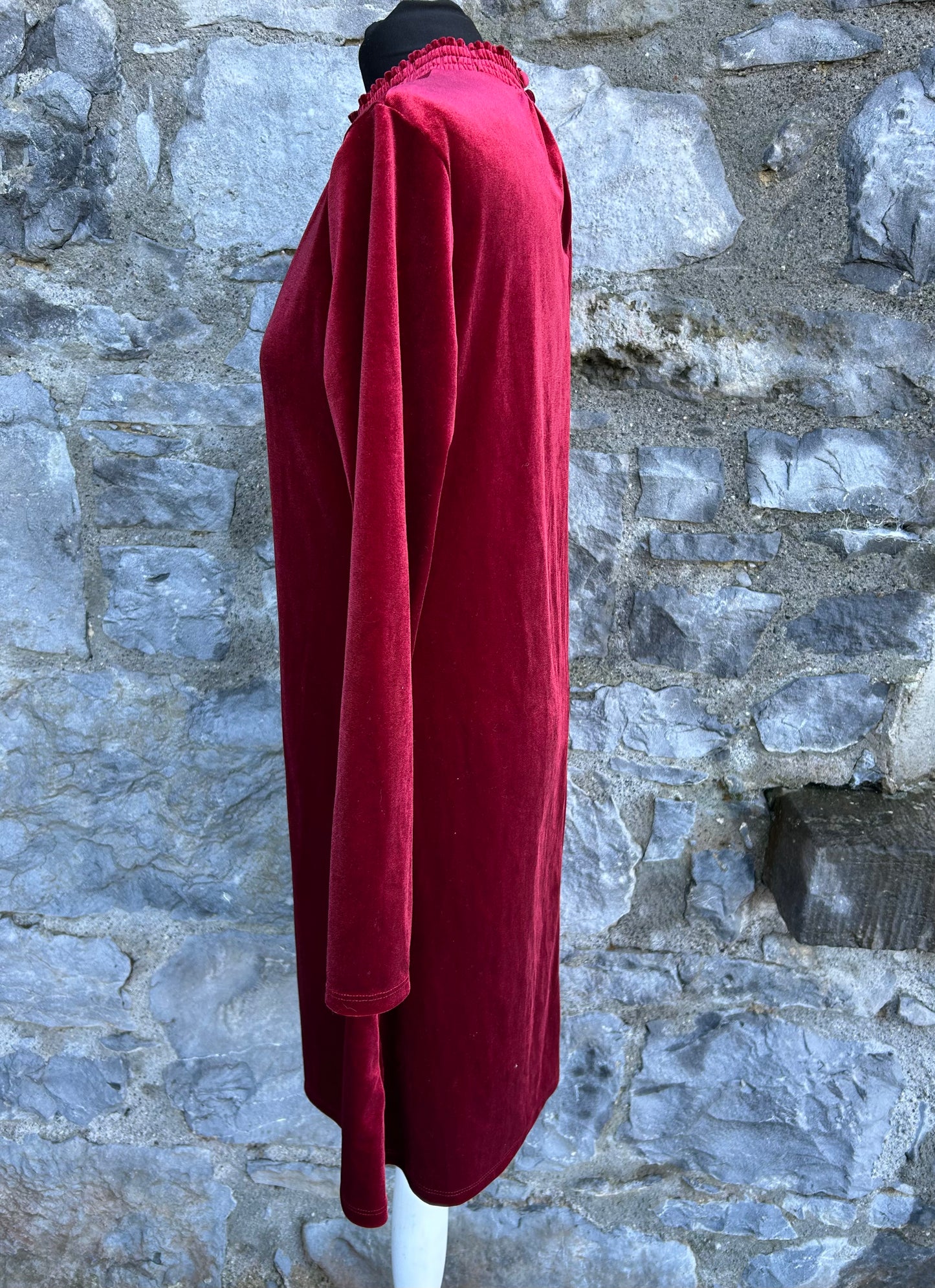 Burgundy red velvet dress uk 12