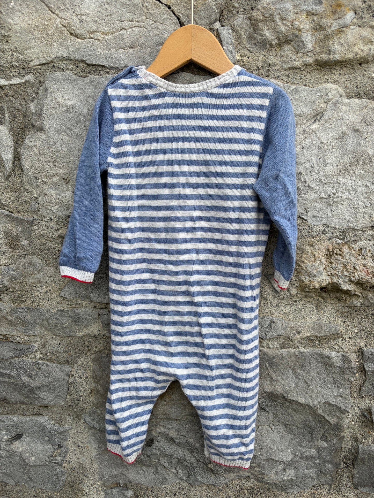 Blue&white striped knit romper 3-6m (62-68cm)