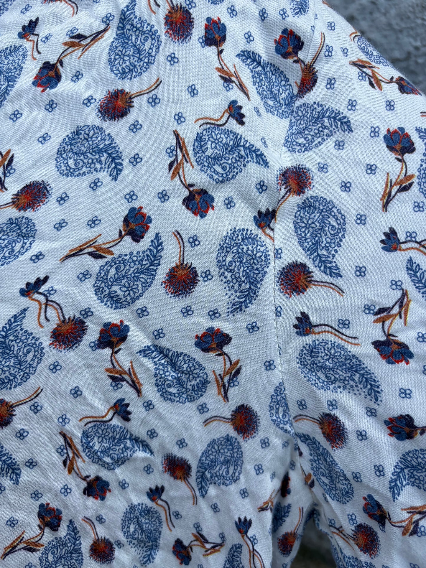 Flowers&paisley print white top uk 14-16