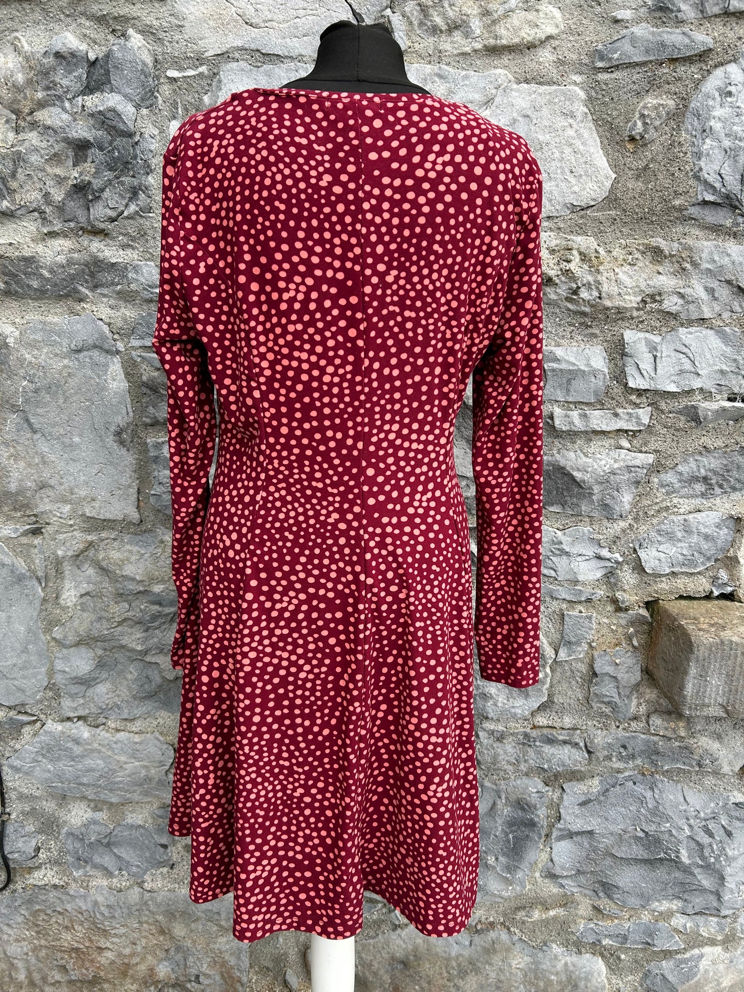 Maroon spotty dress uk 14