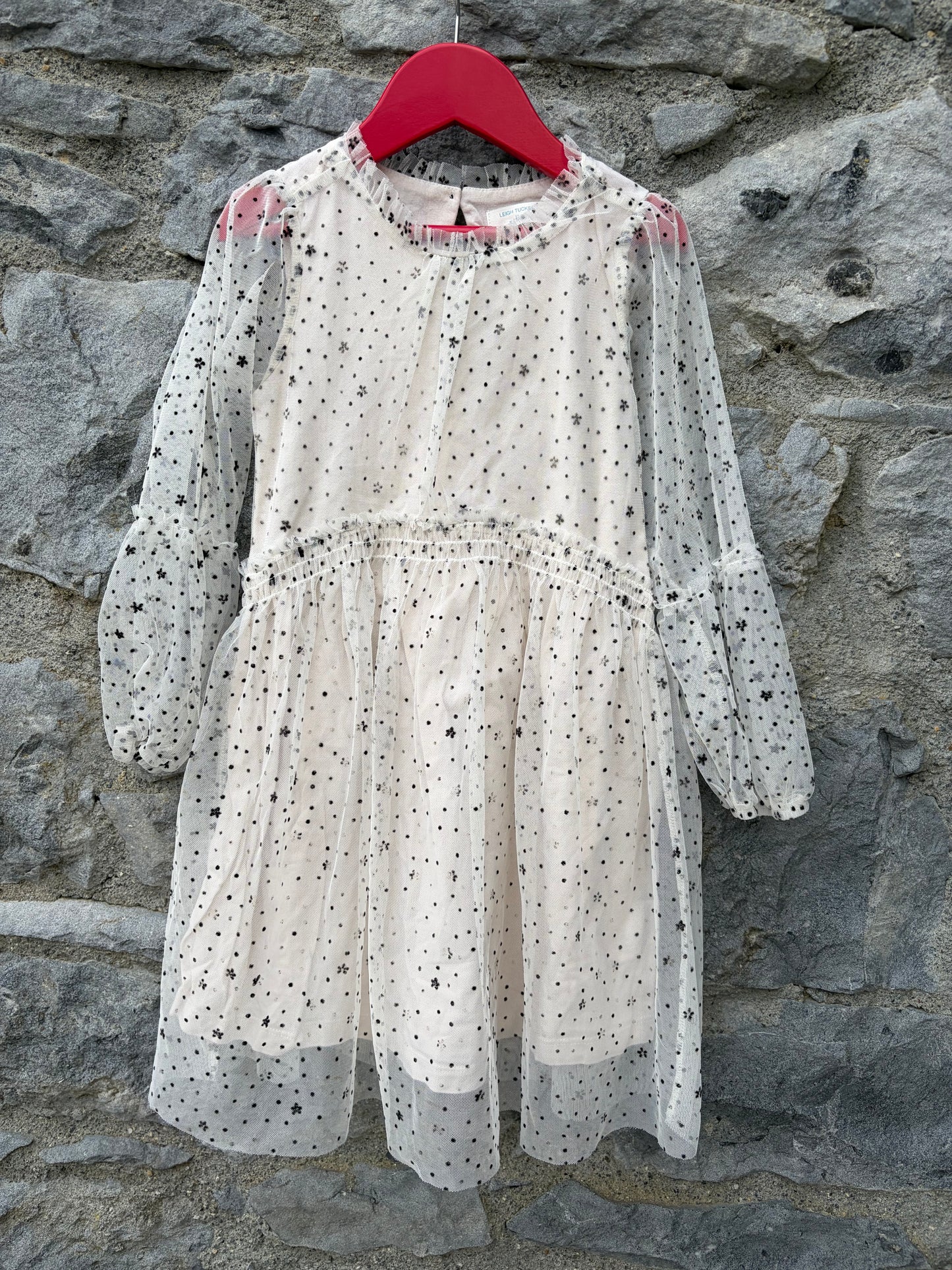 Dotty Ivory dress  5-6y (110-116cm)