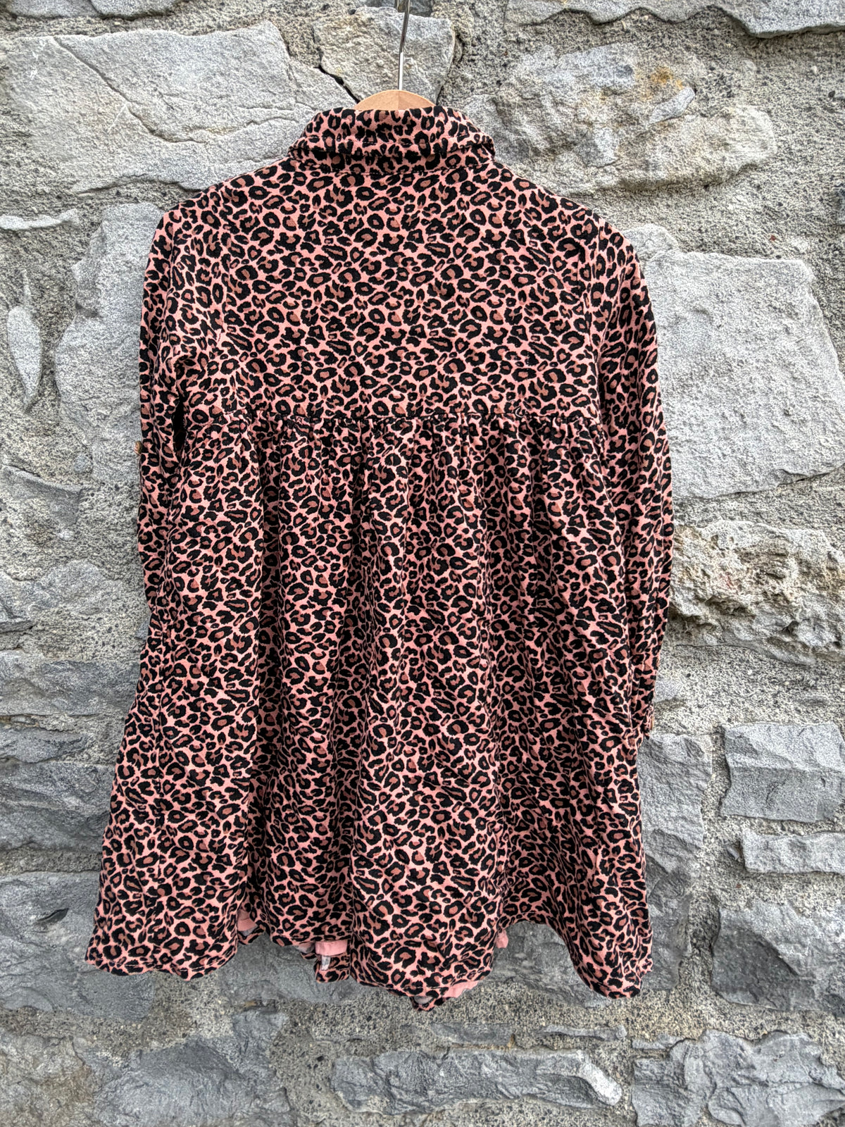 Leopard print pink shirt dress  4-5y (104-110cm)