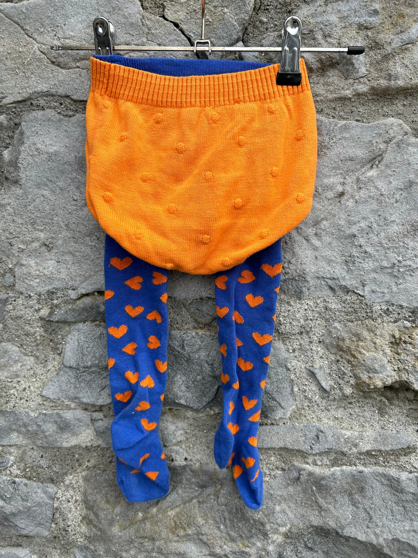 Knitted orange bloomers & tights  12m (80cm)