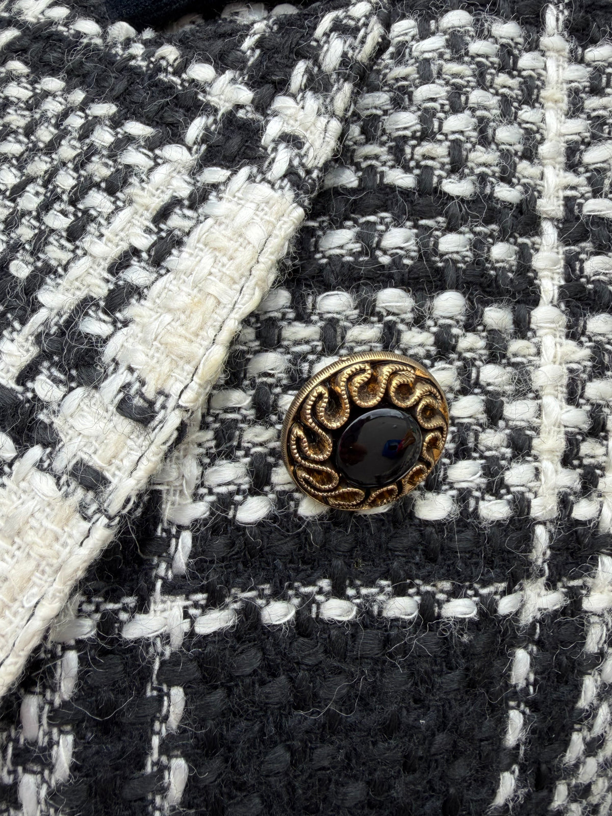 90s Black&white check jacket uk 12