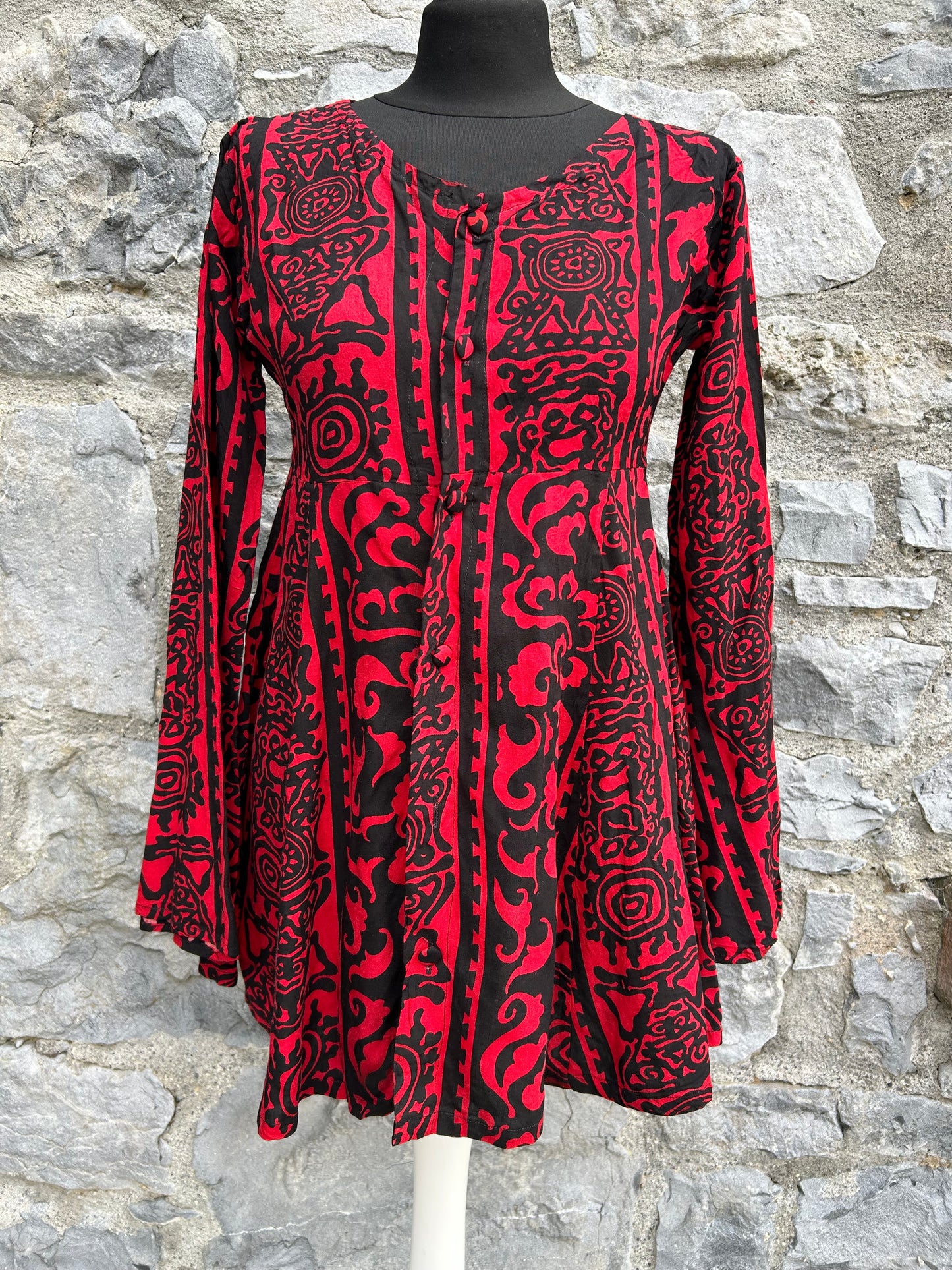 90s red&black tunic uk 8-10