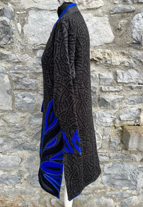 80s Grey&blue knitted dress uk 12-14