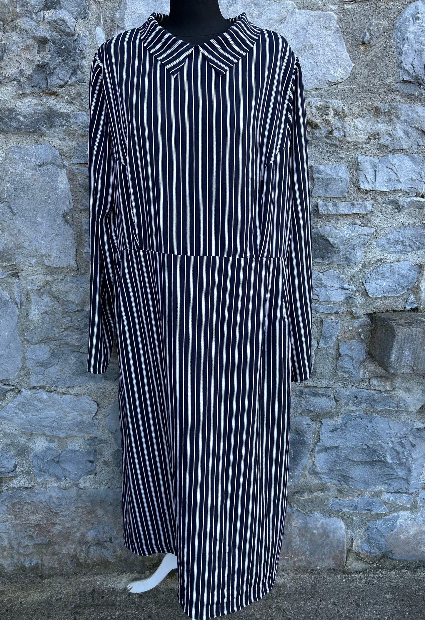 80s Black&white stripy dress uk 16-18