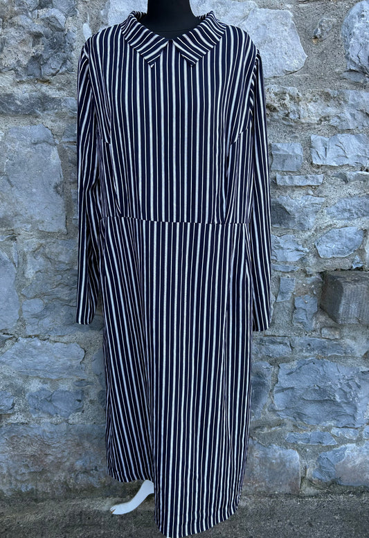 80s Black&white stripy dress uk 16-18