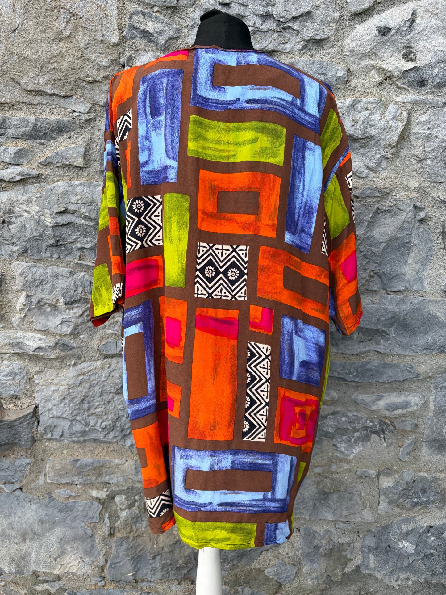 80s vibrant patchwork shirt uk 16-18