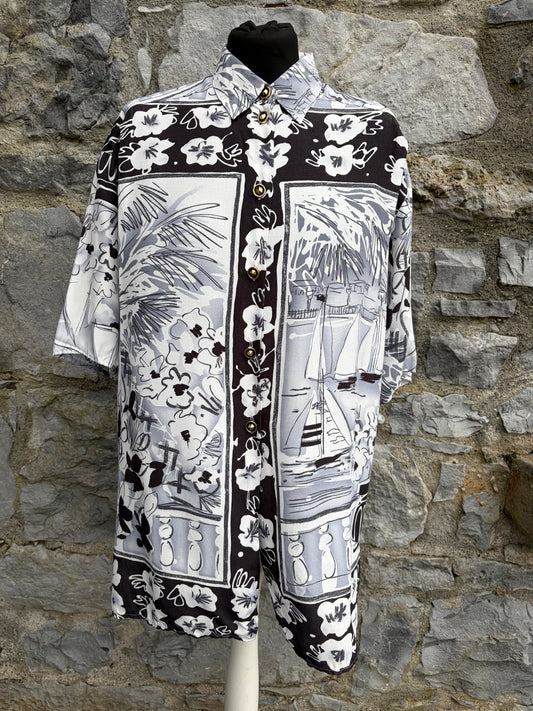 80s Black&white sailing shirt Medium