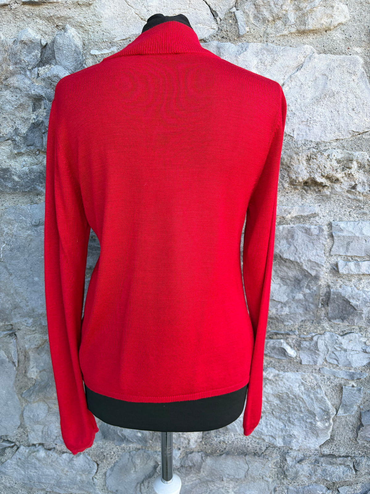 90s red high neck silk jumper uk 10
