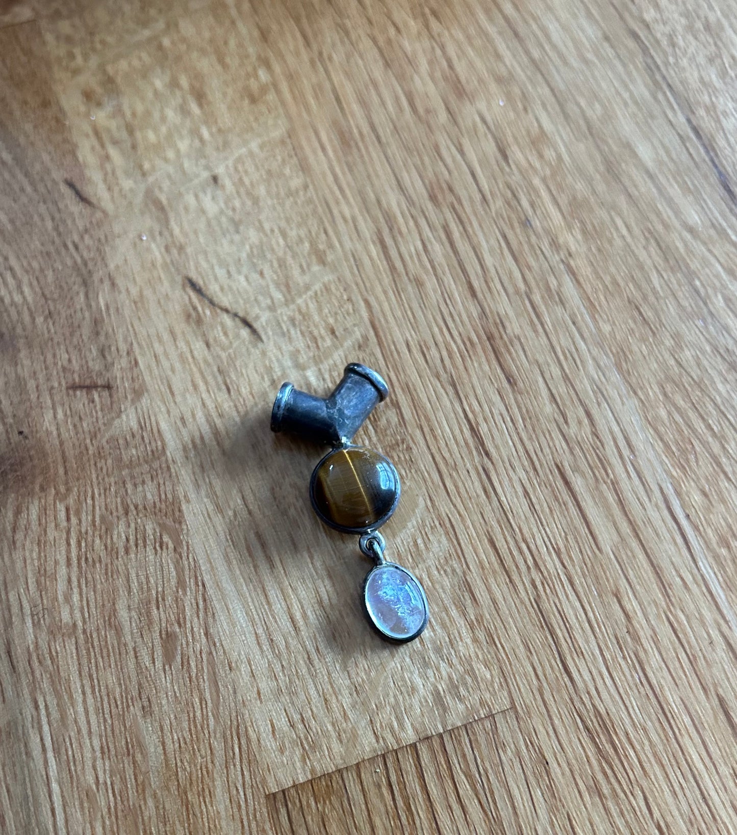 Brown&pink silver pendant