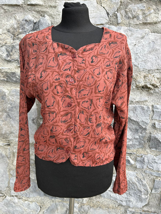 90s brown blouse uk 10