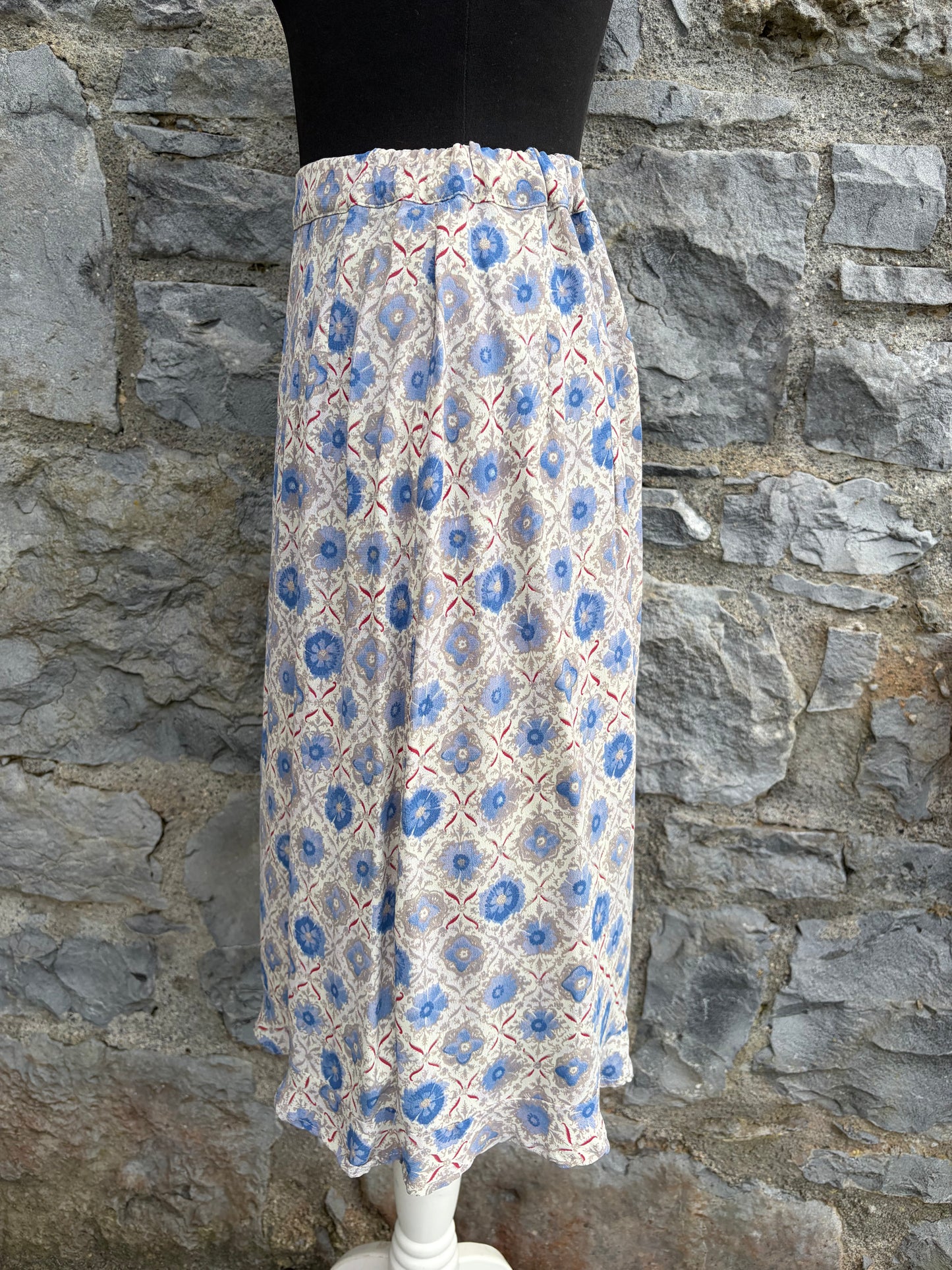 Y2K blue&white geometric print skirt uk 8-10