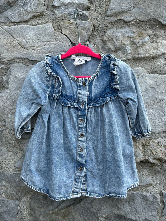 Denim Acid wash dress 3-6m (62-68cm)