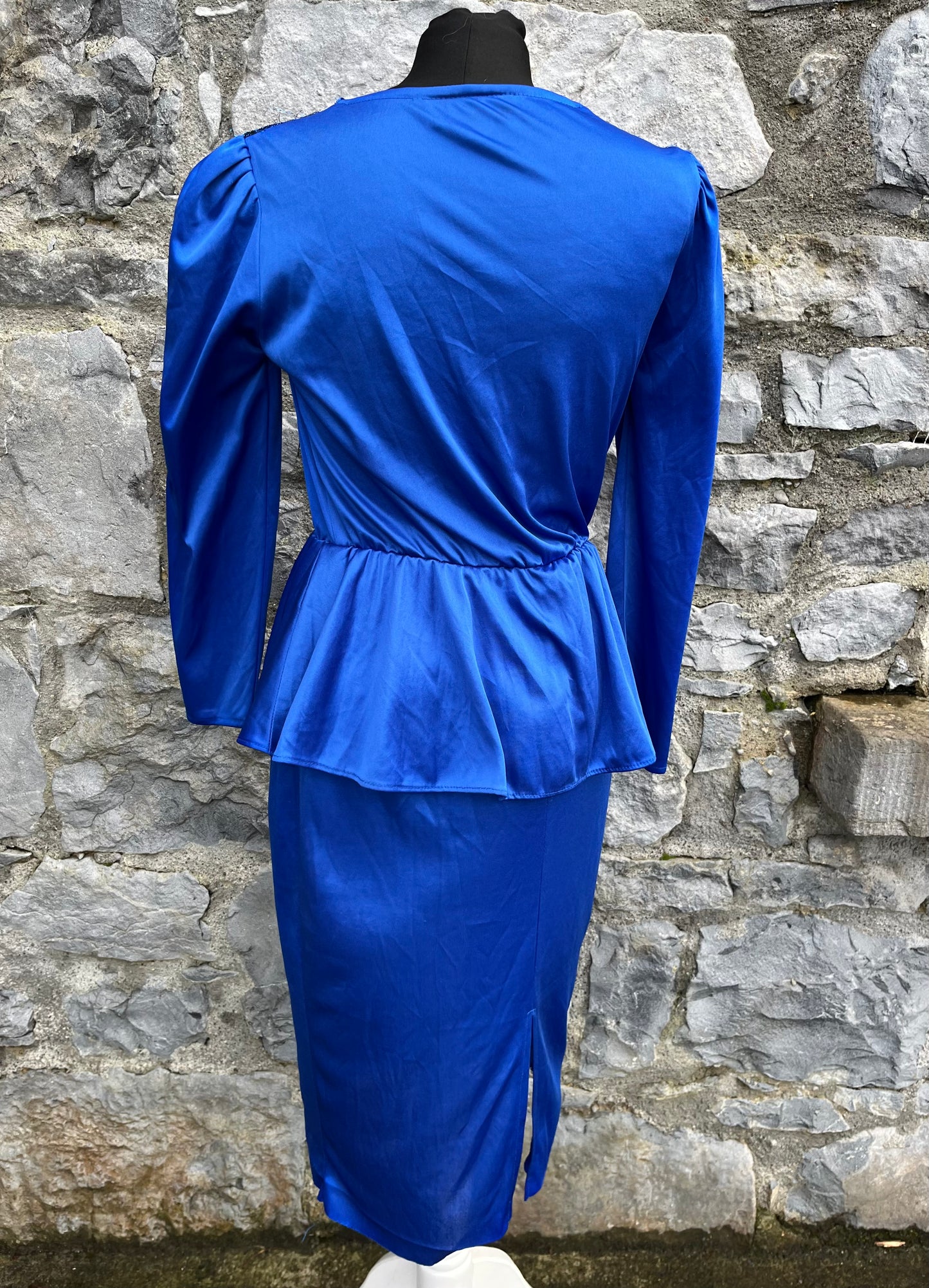 80s blue satin dress uk 8-10