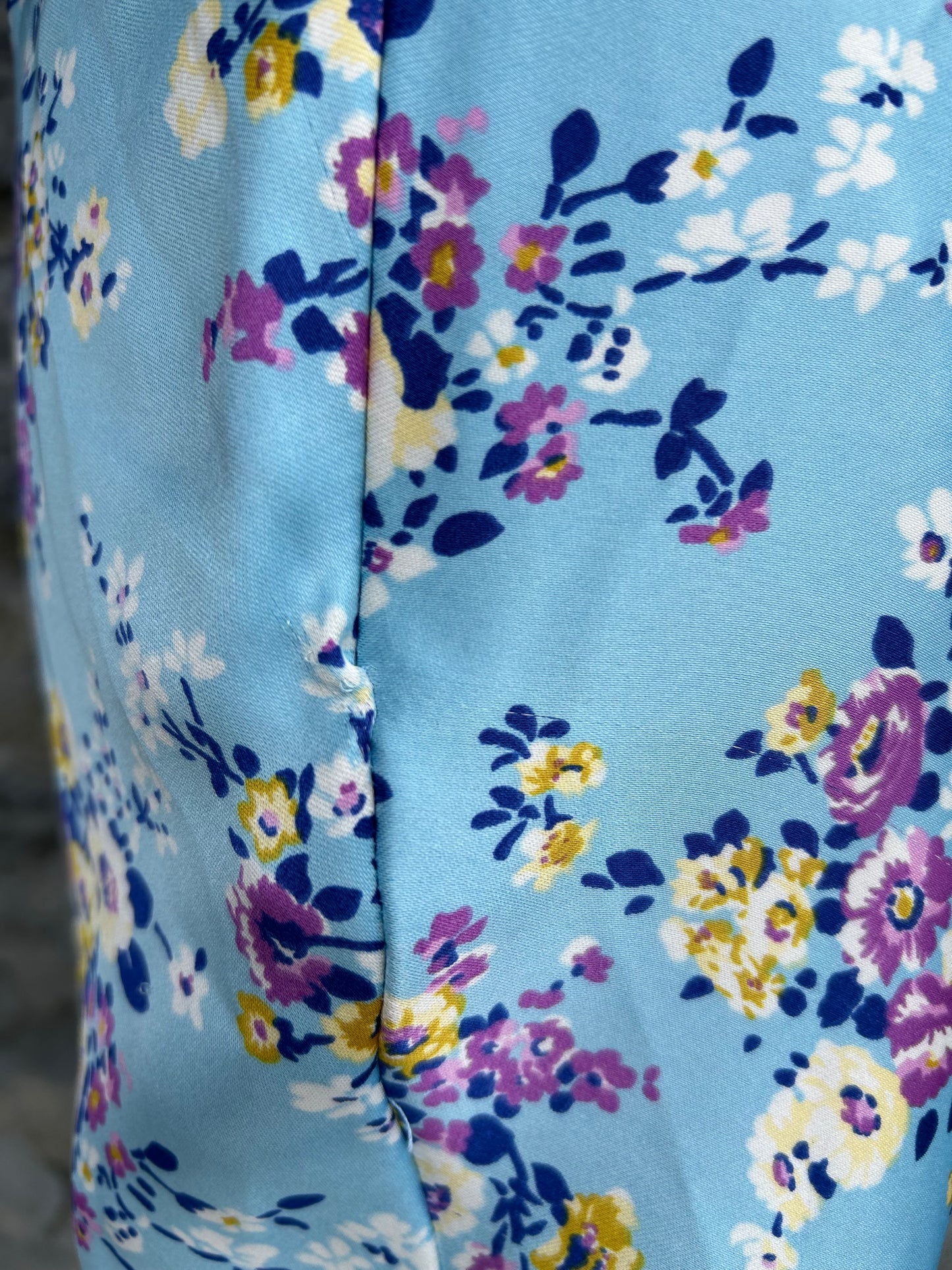 Blue satin floral dress uk 8