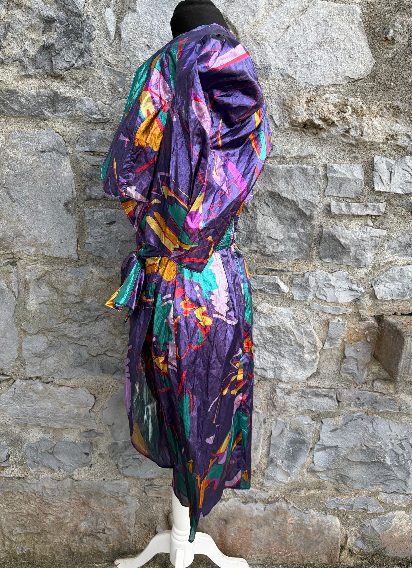 80s abstract purple dress&bolero uk 8-10