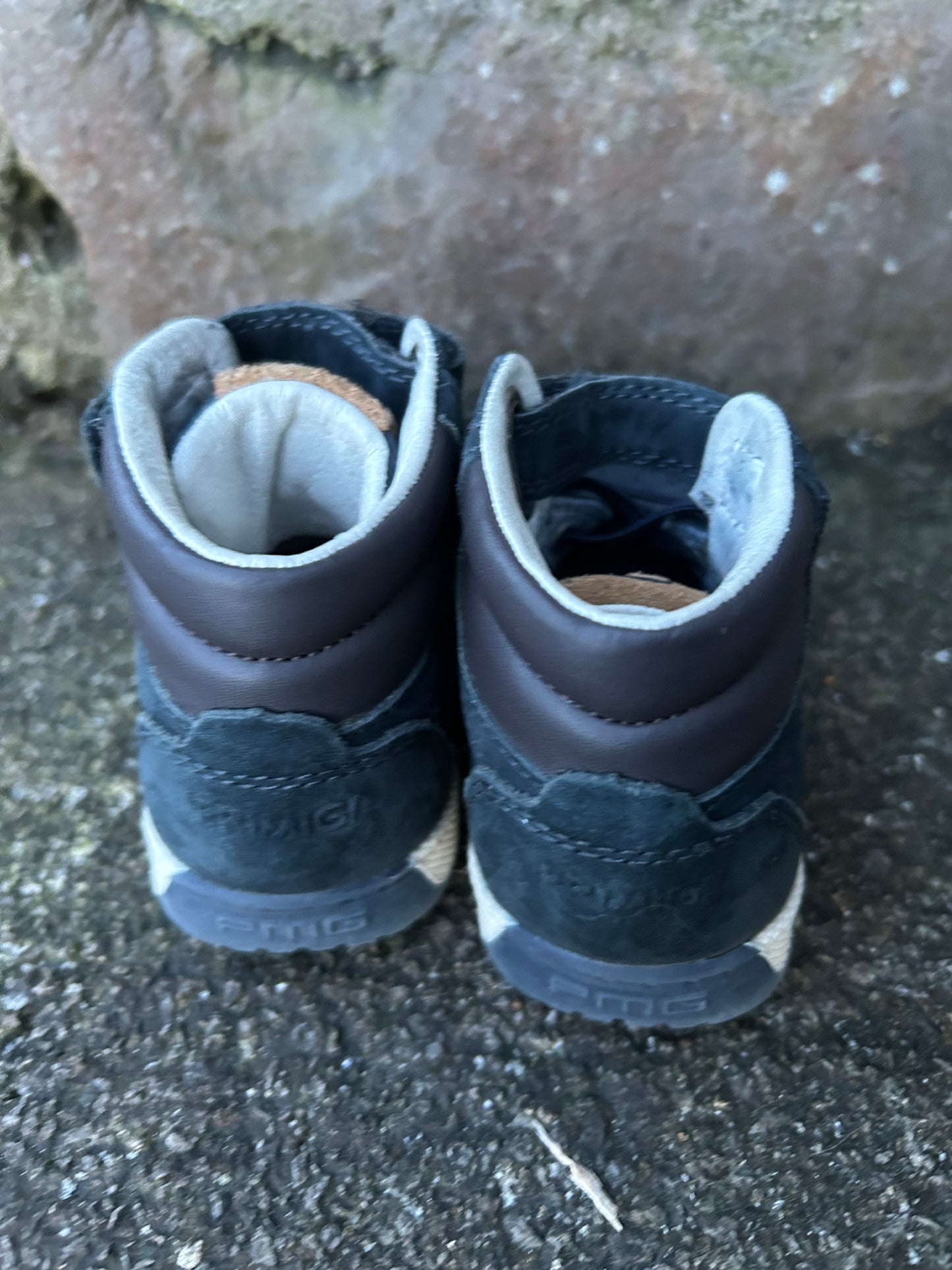 Navy leather boots  uk 4.5 (eu 21)